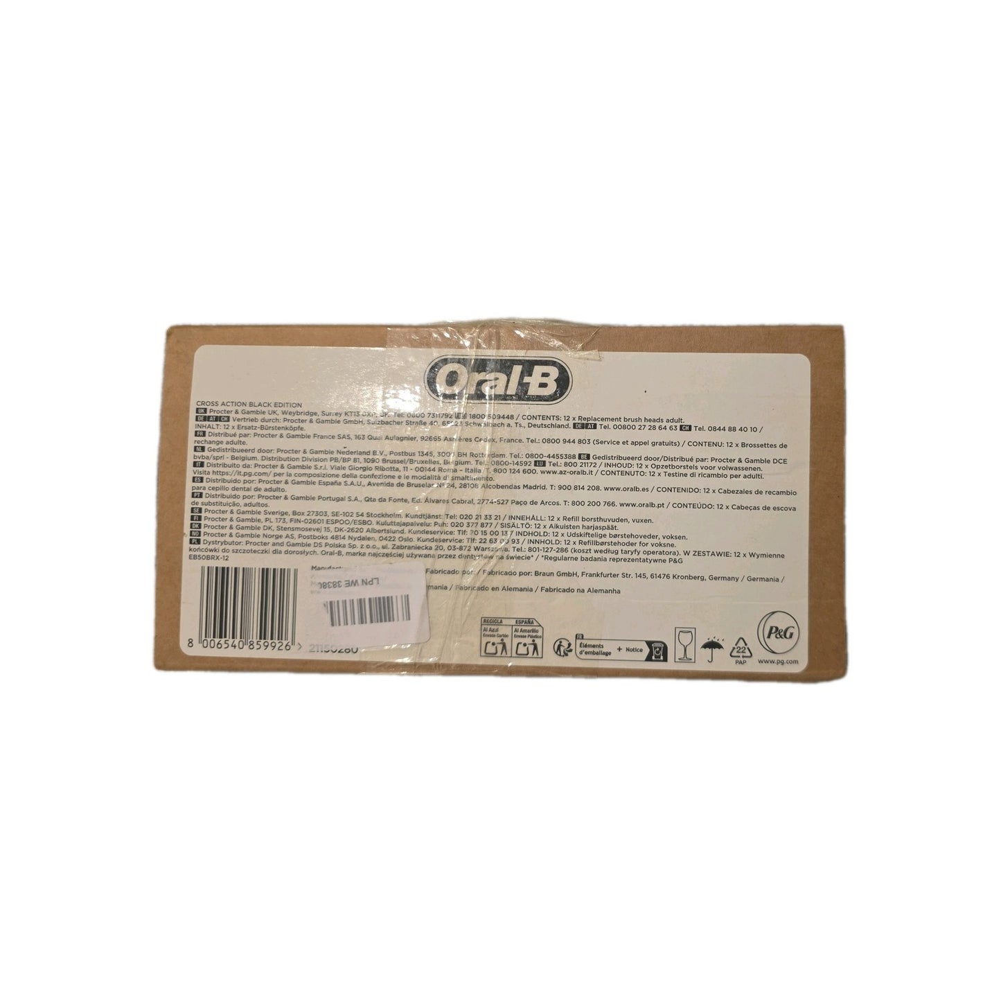 Oral-B Pro Cross Action Toothbrush Heads - Black 12 Pack by Oral-B