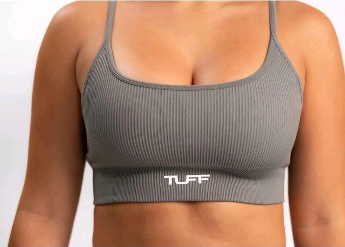 TuffWraps Classic Ribbed Sports Bra - Grey UK Size 10-12 by TuffWraps.com