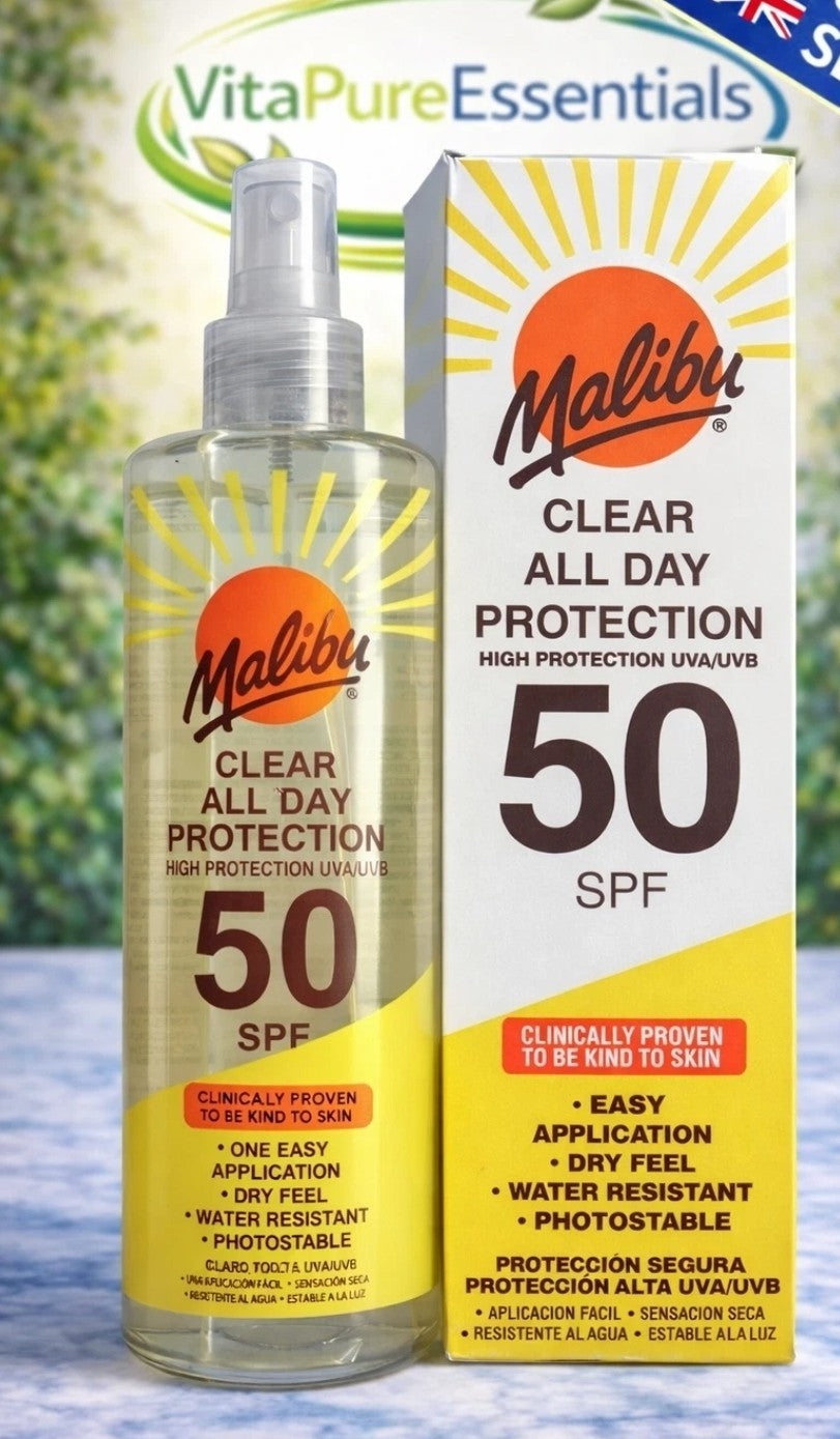 Malibu Clear All Day Protection SPF50 Spray 200ml Waterproof by Malibu