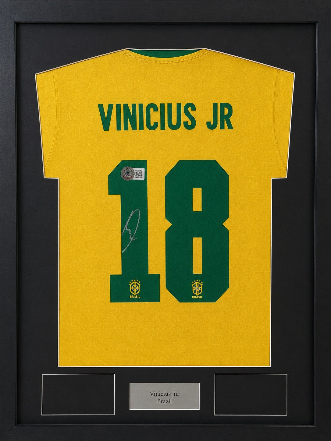 Vinicius Junior Signed Brazil Jersey (Beckett) framed