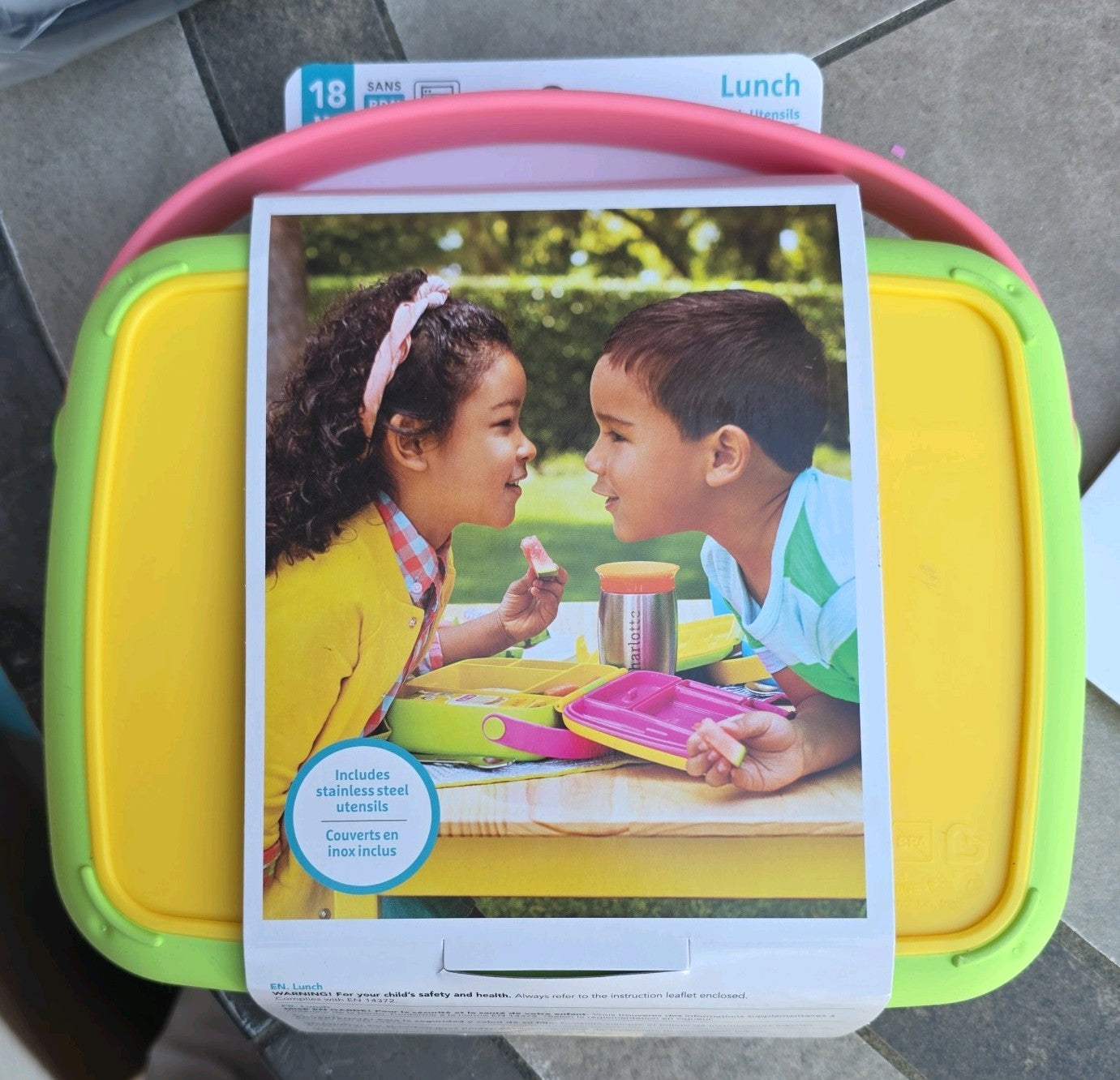 Munchkin Lunch Bento Box with Utensils Pink Strong Durable BPA-Free Baby Bowls