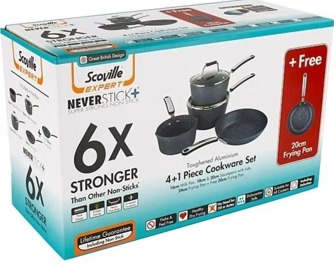 Scoville Expert Neverstick+ Cookware Set (5 piece) Brand New Boxed