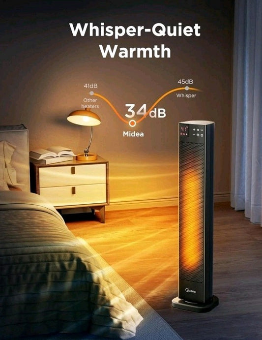 Midea 2000W Ceramic Tower Heater - 30" Black with Remote by Midea