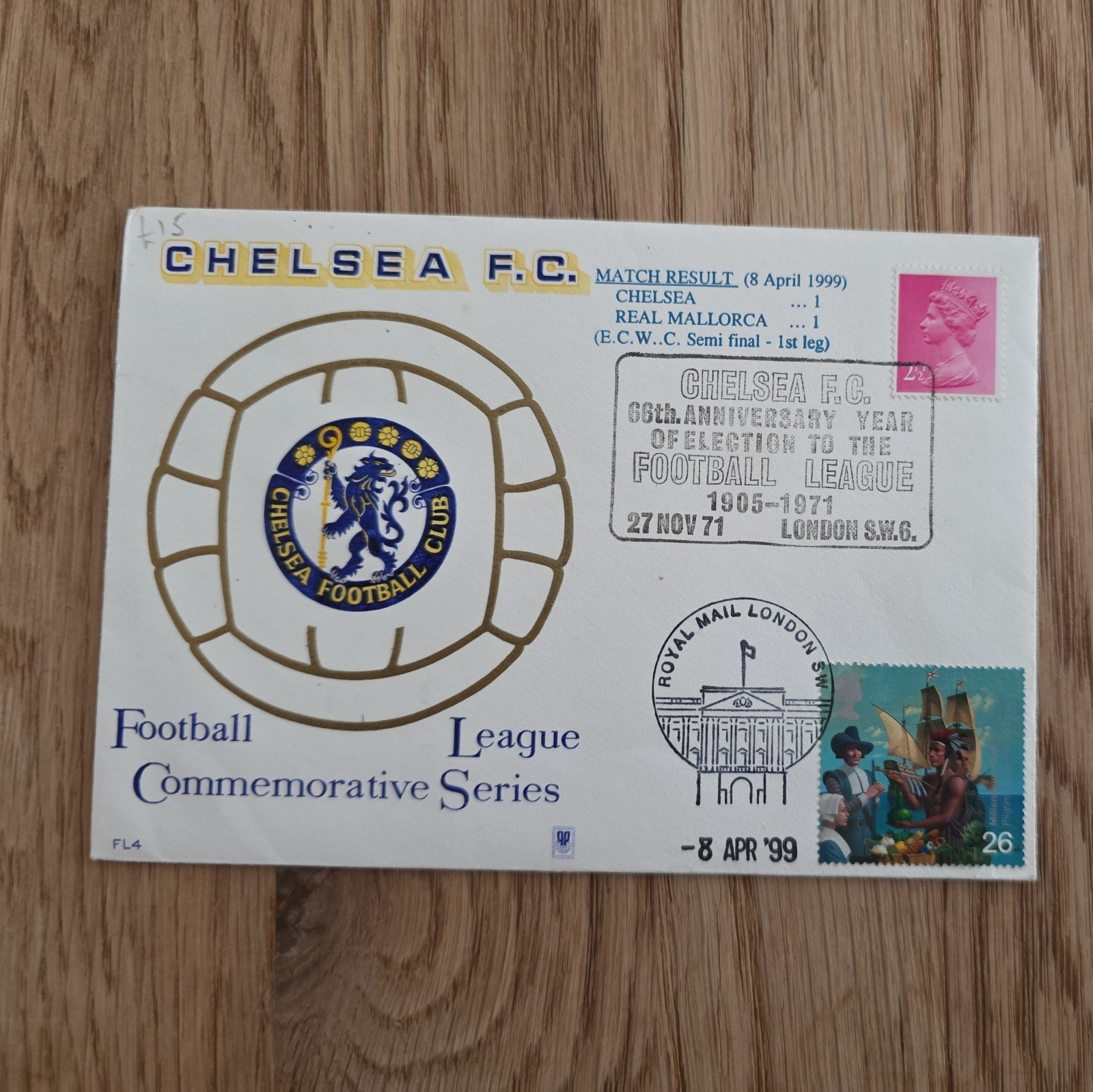 Chelsea vs Real Mallorca 1999 Commemorative First Day Cover by below retail uk