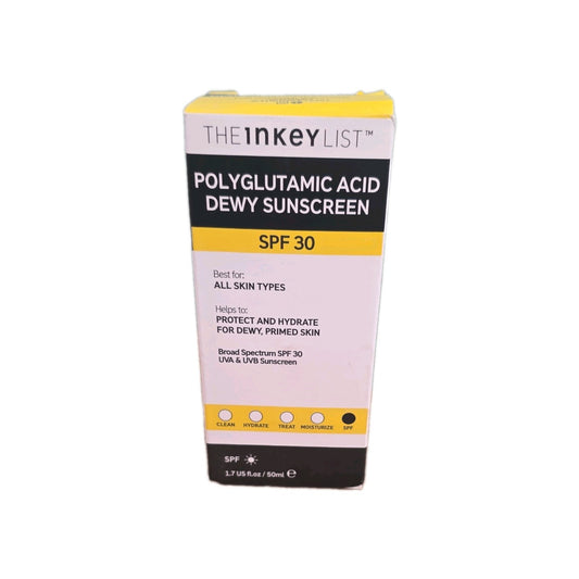 The Inkey List Polyglutamic Acid Dewy Sunscreen SPF30 50ml New In Box