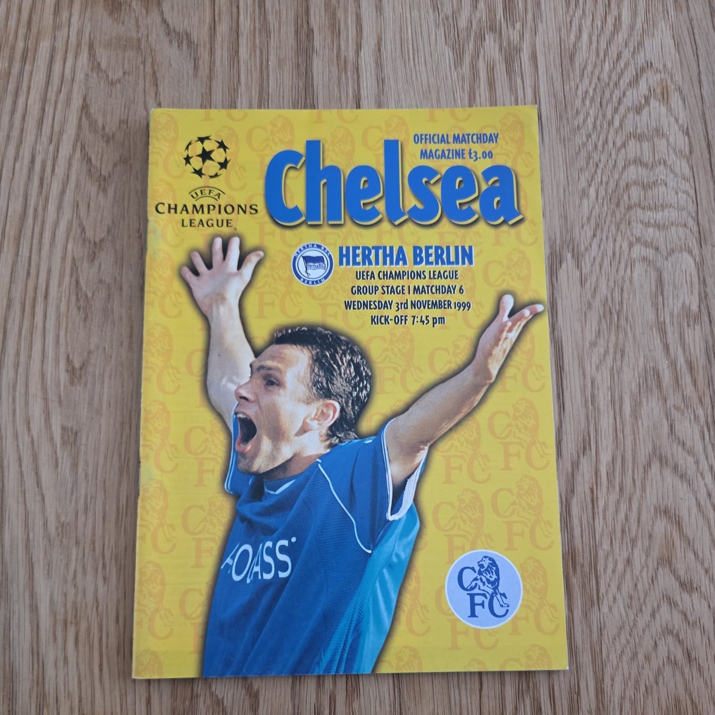 Chelsea vs Hertha Berlin Champions League Programme 3 Nov 1999 by below retail uk