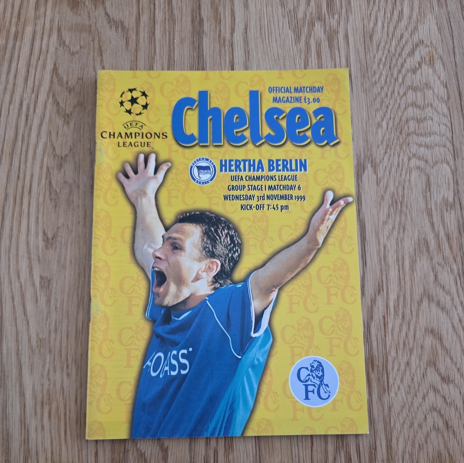 Chelsea vs Hertha Berlin Champions League Programme 3 Nov 1999 by below retail uk