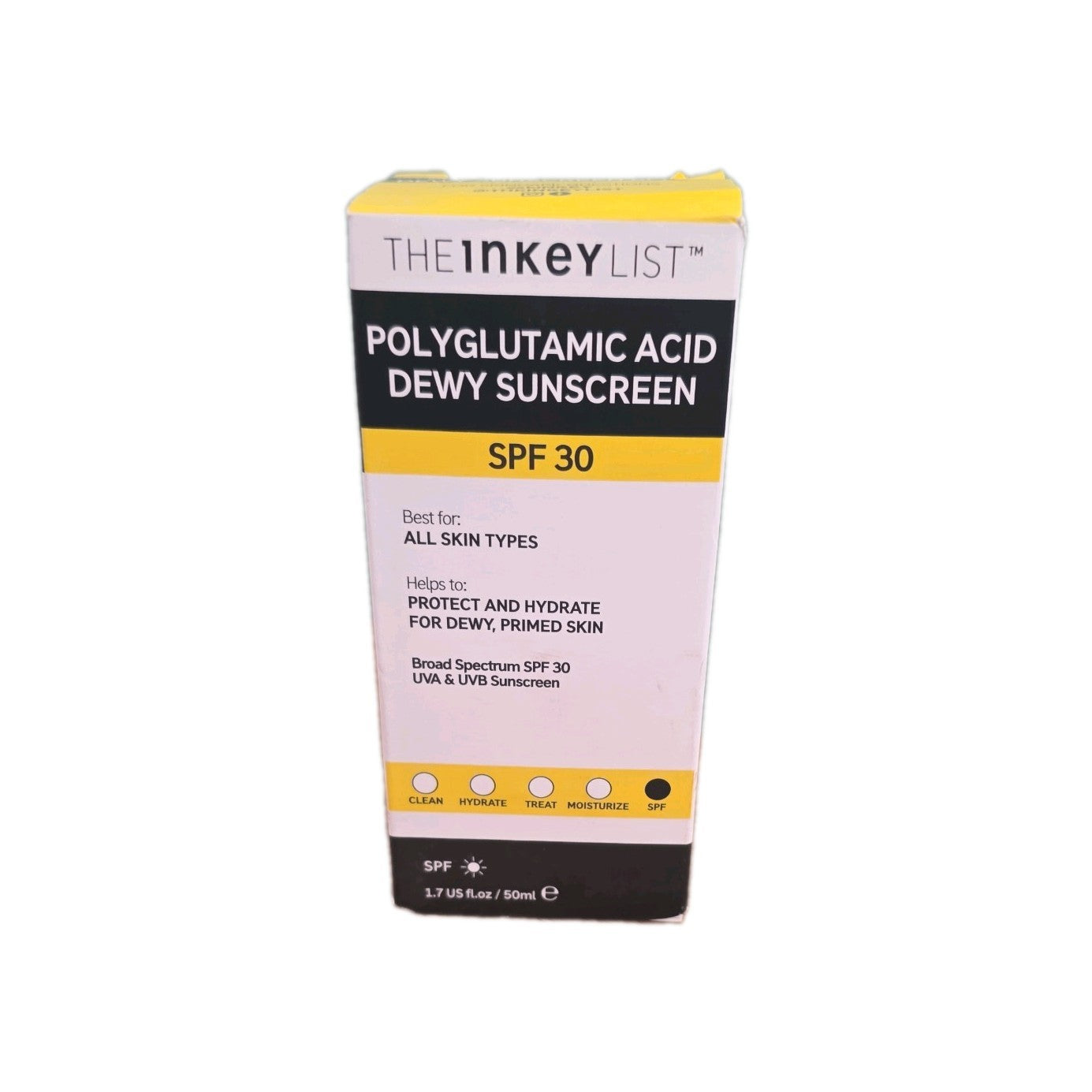 The Inkey List Polyglutamic Acid Dewy Sunscreen SPF30 50ml New In Box