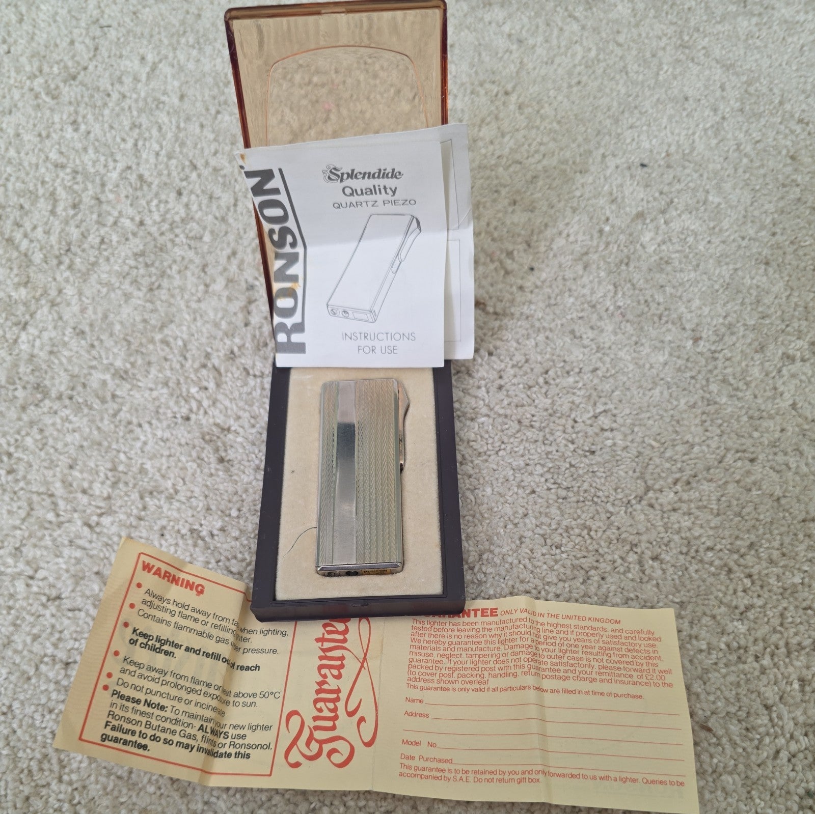Ronson Splendide Quartz Piezo Electric Lighter with Original Box by Ronson