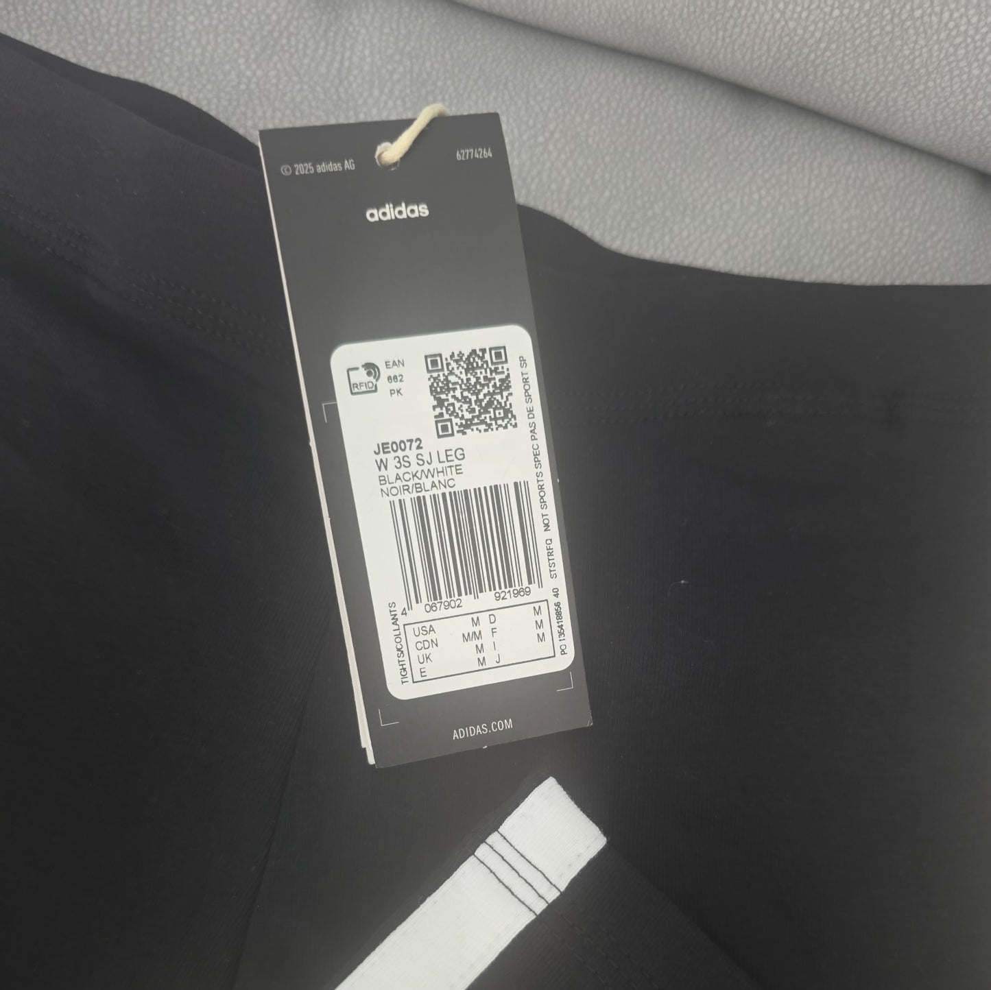 Adidas 3 Stripes Cotton Leggings Women Tight Fit High Rise Waistband Small