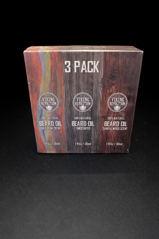 Viking Revolution Beard Oil 3-Pack - Unscented, Rum & Sandalwood by Viking Revolution