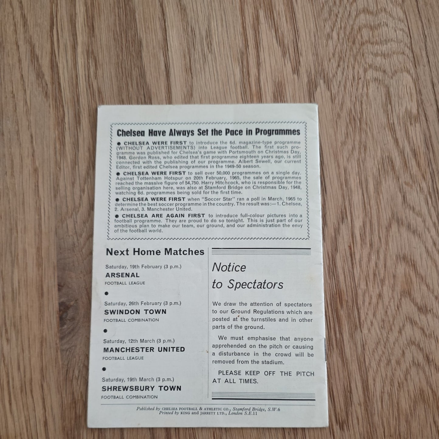 Chelsea vs AC Milan 1966 Inter Cities Fairs Cup Programme by below retail uk