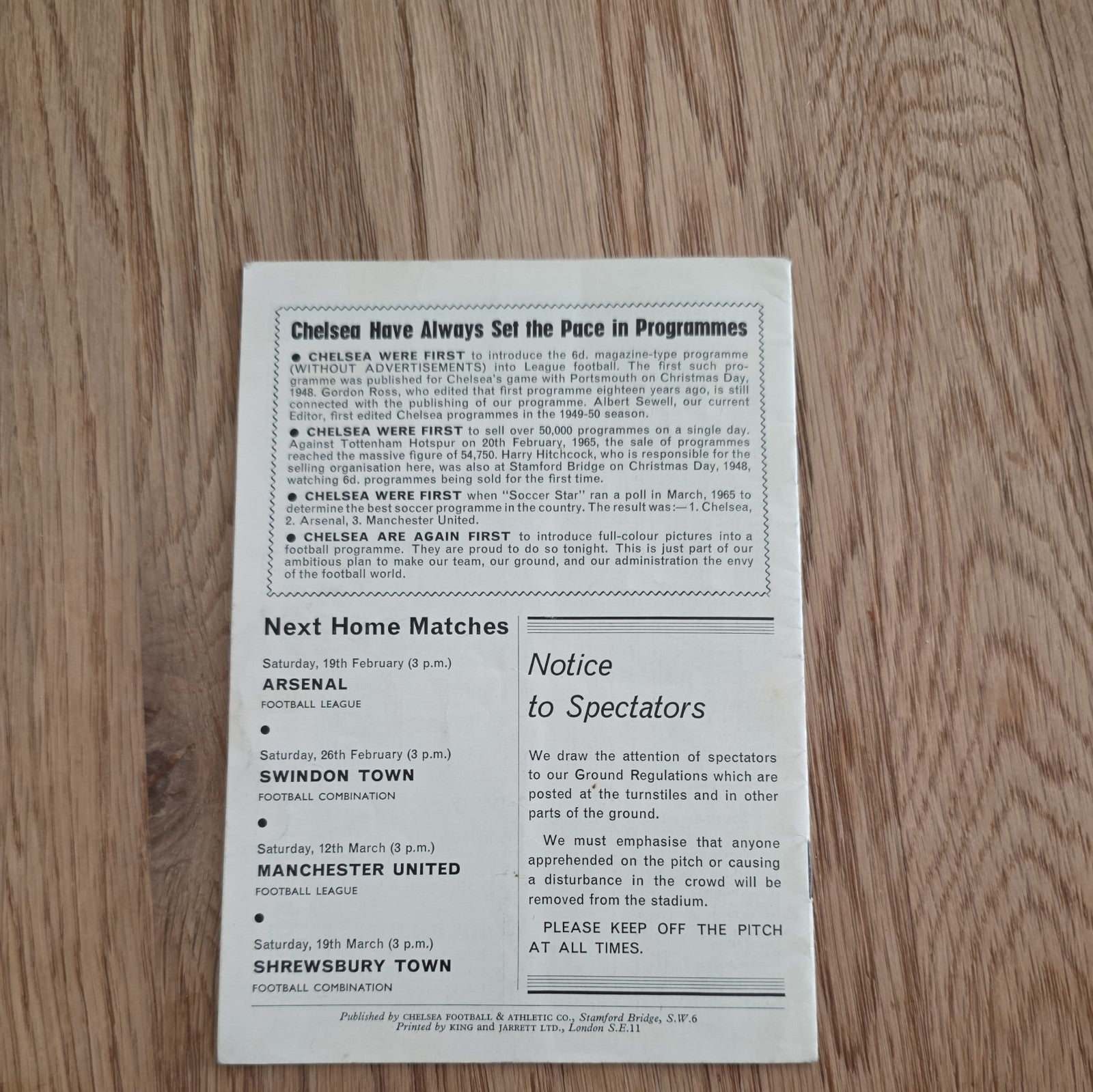 Chelsea vs AC Milan 1966 Inter Cities Fairs Cup Programme by below retail uk