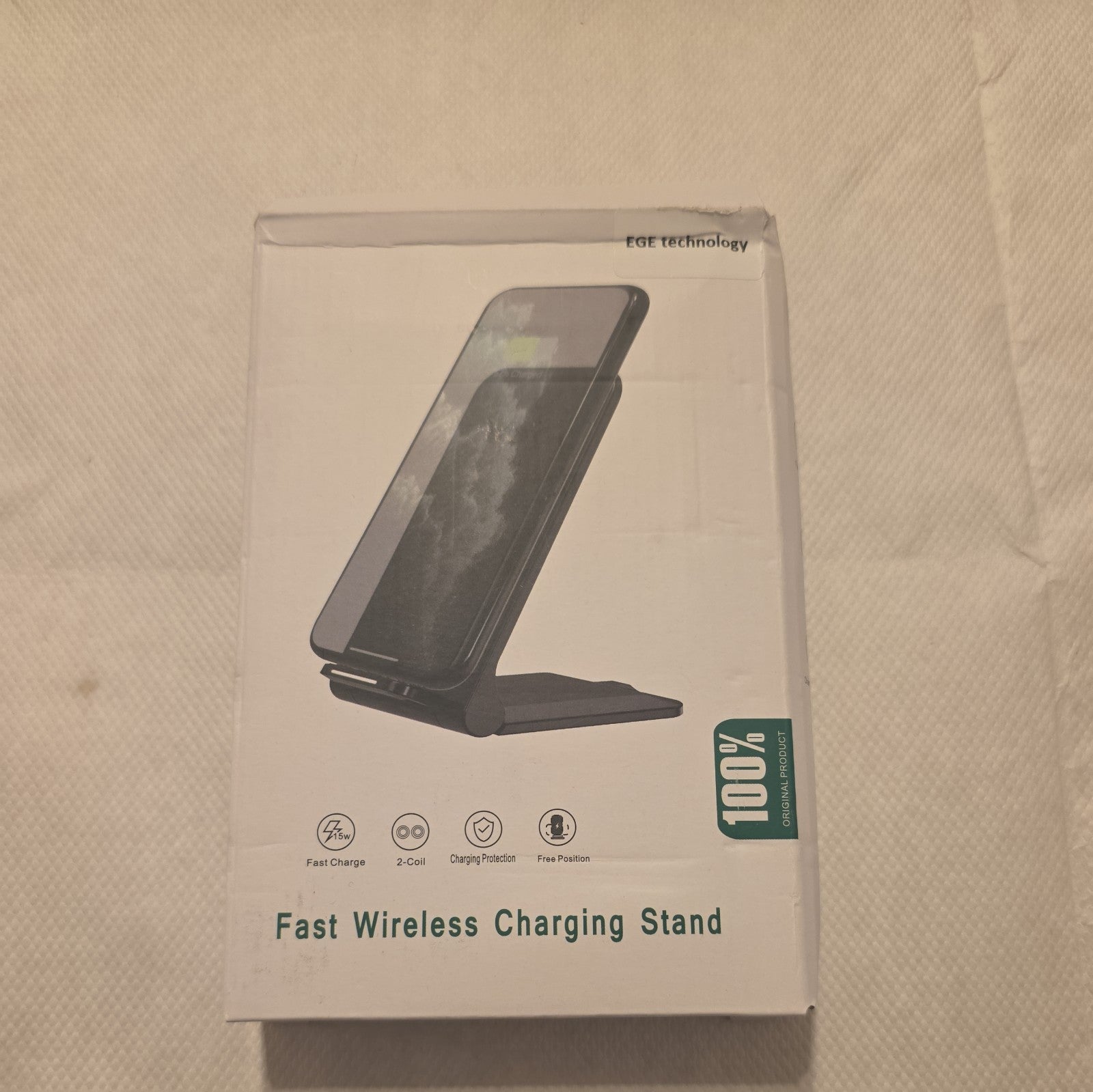 15W Fast Wireless Charger Stand with USB Port - White ABS by Unbranded