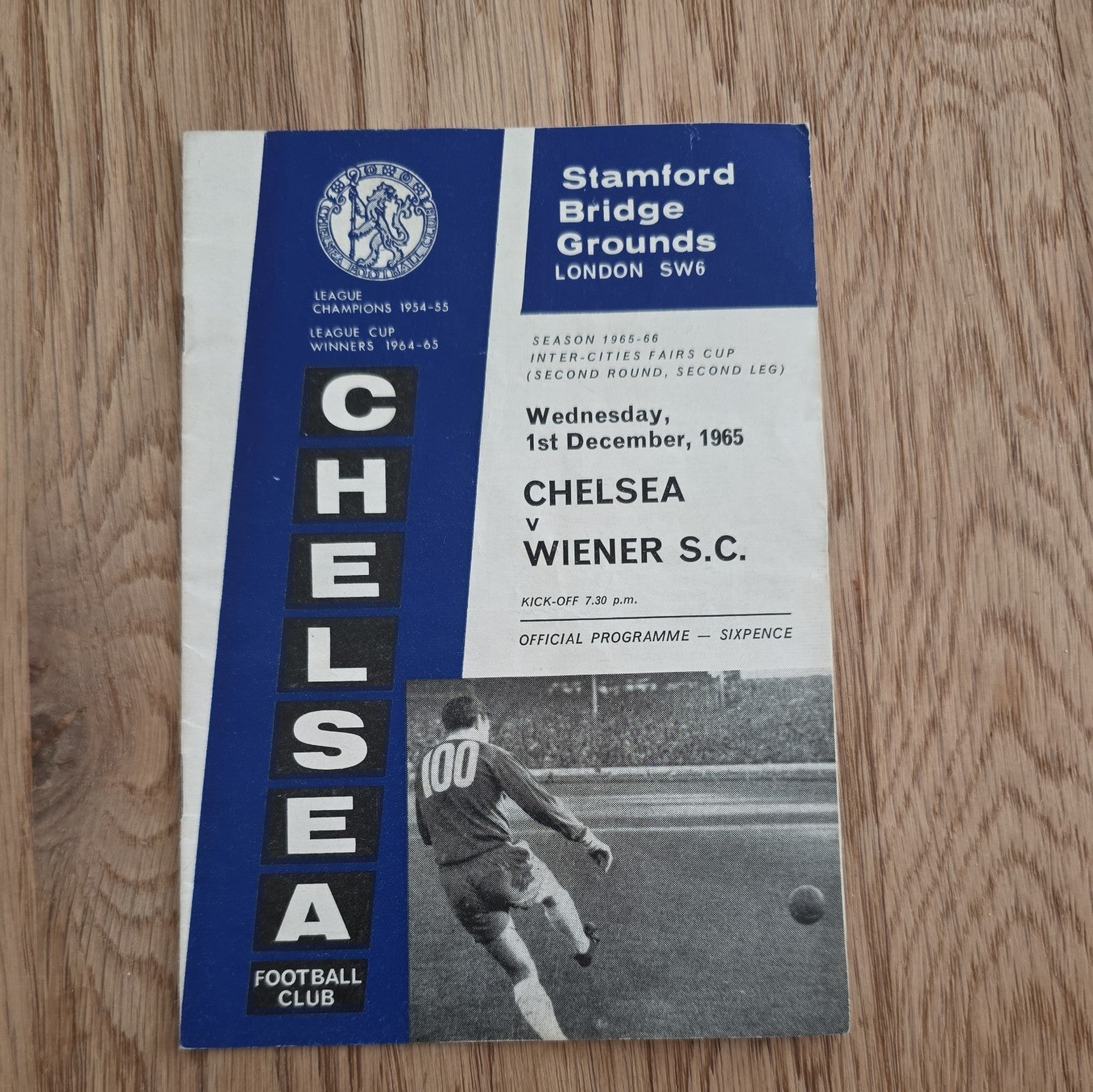 Chelsea FC vs Wiener 1965 ICFC Match Programme - Vintage Memorabilia by below retail uk