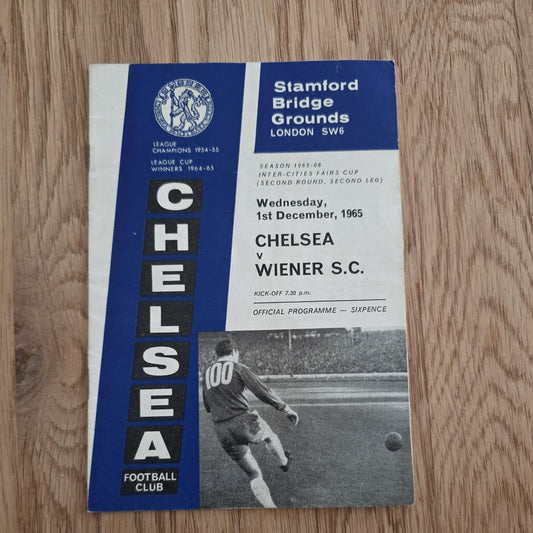 Chelsea FC vs Wiener 1965 ICFC Match Programme - Vintage Memorabilia by below retail uk