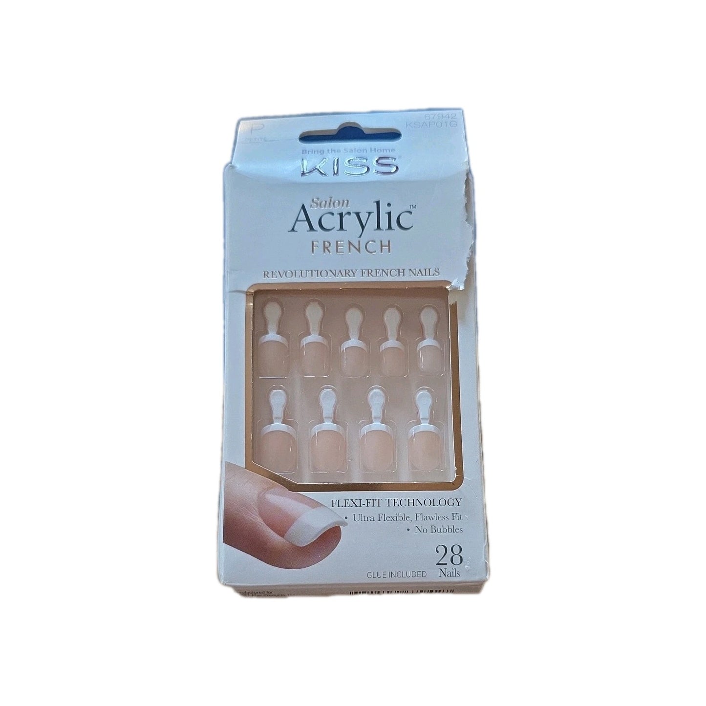Kiss Inc Acrylic French Petite False Nails Crush Hour Set With Glue 28 Nails For DIY Manicure Enthusiasts