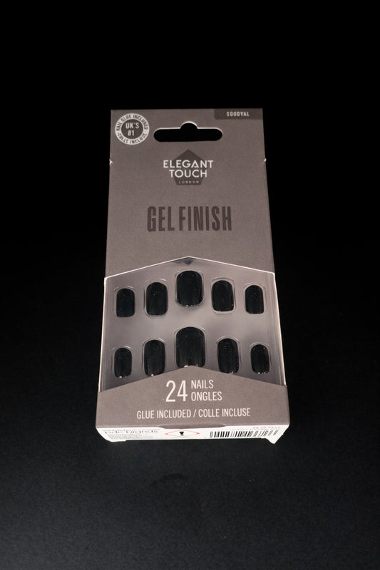 Elegant Touch False Nails - Midnight Black Squoval Short by Elegant Touch