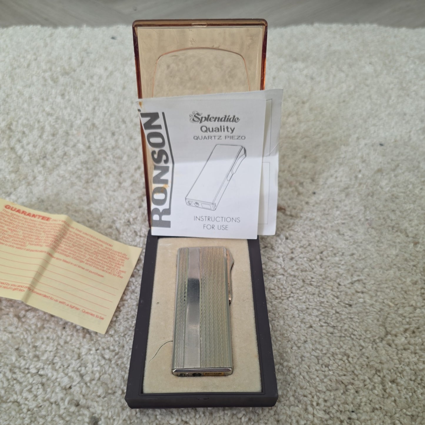 Ronson Splendide Quartz Piezo Electric Lighter with Original Box by Ronson