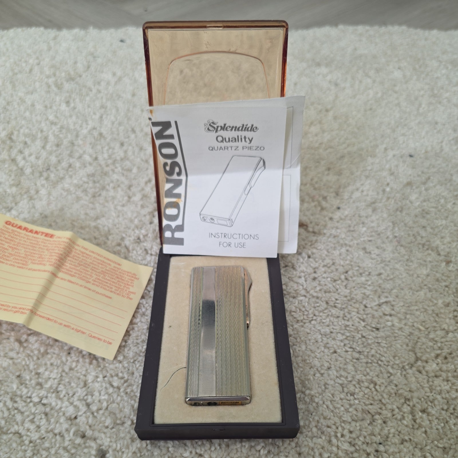 Ronson Splendide Quartz Piezo Electric Lighter with Original Box by Ronson