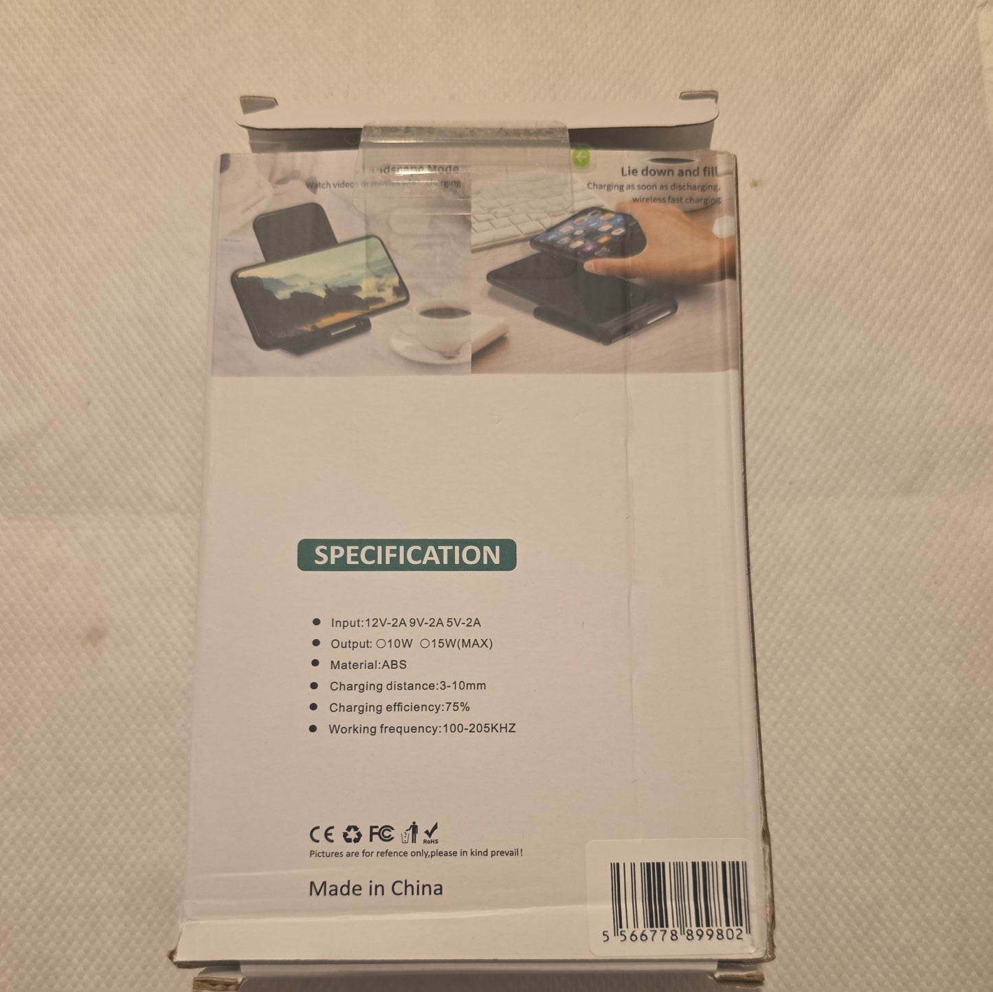 15W Fast Wireless Charger Stand with USB Port - White ABS by Unbranded