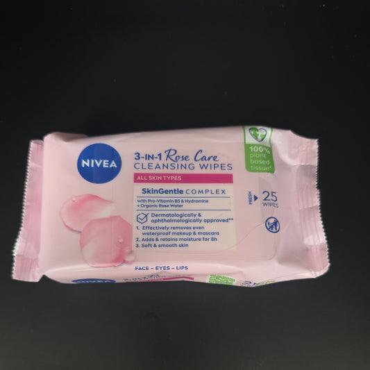 Nivea 3 in 1 Rose Cleansing Wipes x25 by NIVEA