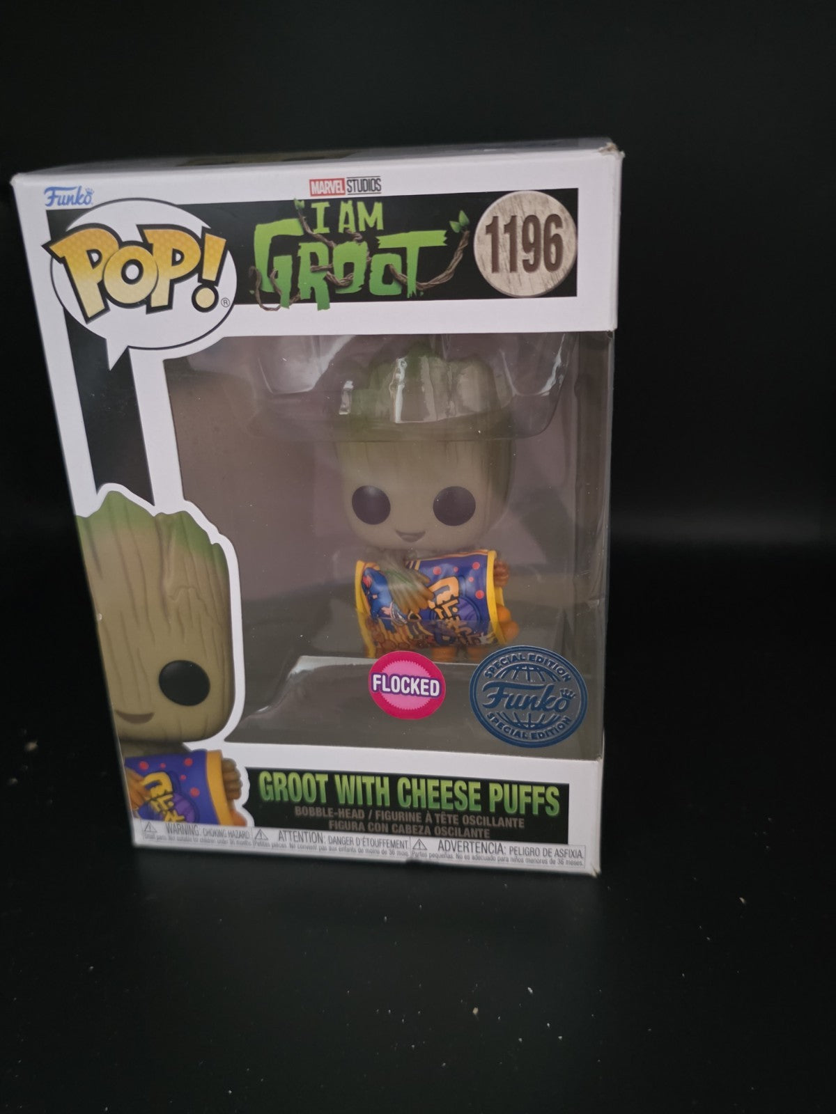 Funko Pop! Groot with Cheese Puffs #1196 Flocked Exclusive by below retail uk