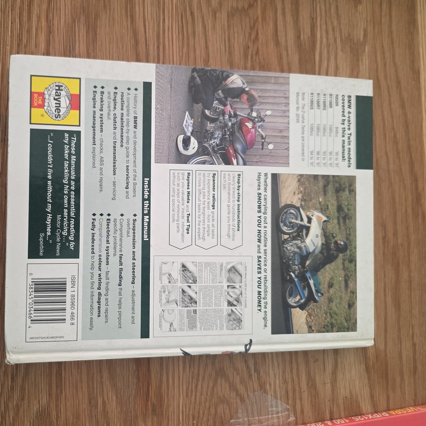 BMW R850 AND 1100 4 VALVE TWINS / 1993-1997 /HAYNES SERVICE AND REPAIR MANUAL