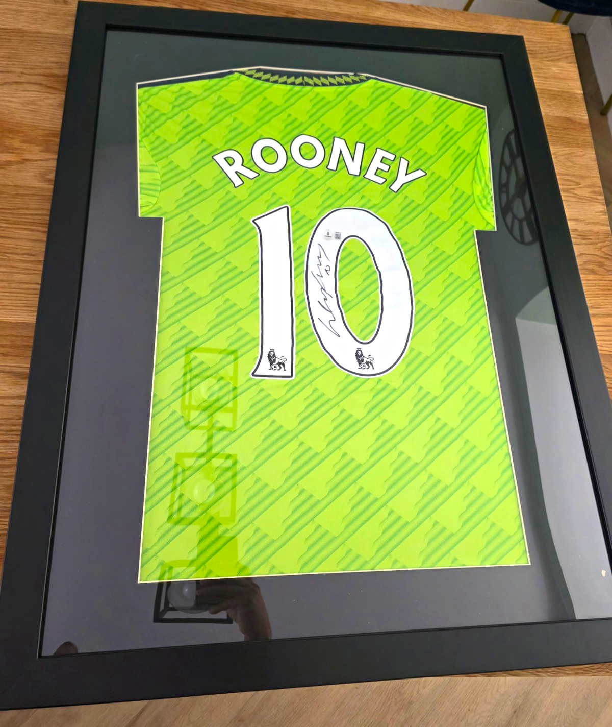 Wayne Rooney Signed Framed Football Shirt No.10 Green - becket authentication